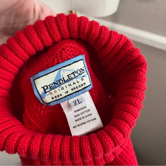 Vintage Pendleton Tight Knit Turtleneck Sweater Red Size XL - Picture 5 of 7